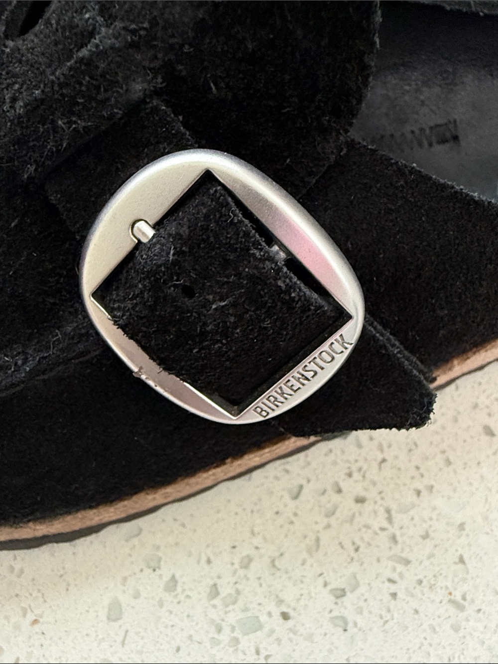 Birkenstock Black Suede Slip-On Loafers with Silver Buckle - Picture 5 of 10